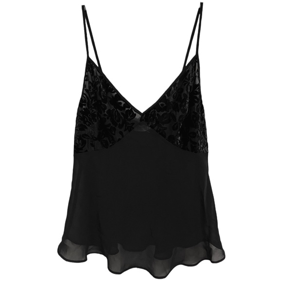La SENZA Other - ⭐️5/$50⭐️Mesh Slip Tank with Velvet Floral Pattern Y2K